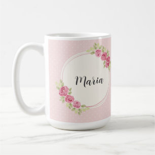 Mug Cadre vintage shabby chic aux roses