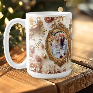 Mug Cadres Rose Vintage avec une Douce Lueur Florale D