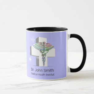 Mug Caducée holographique 3D médical Croix blanche