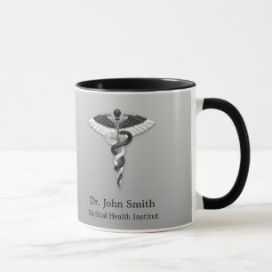 Mug Caduceus Classy Noble Médicale Élégant Noir Blanc