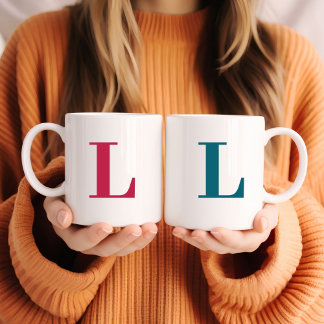 Mug Café à deux tons monogramme classique élégant