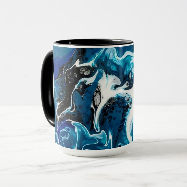 Mug café Abstrait bleu (Devant gauche)