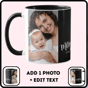 Mug Café avec photo personnalisée de maman et année d'
