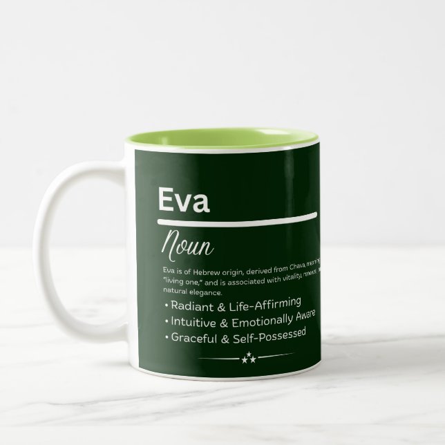 Mug Café avec Prénom Personnalisé Eva Significatio (Gauche)