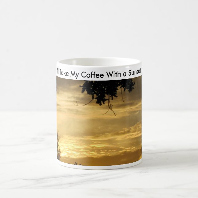 Mug Café Avec Un Coucher De Soleil - (Centre)