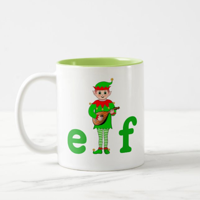 Mug Café Bicolore Elf Musicale de Noël Moderne (Gauche)