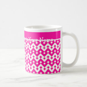 Mug café blanc personnalisé, Candy rose géométriqu