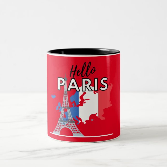 Mug Café Bonjour Paris Bicolore (Centre)