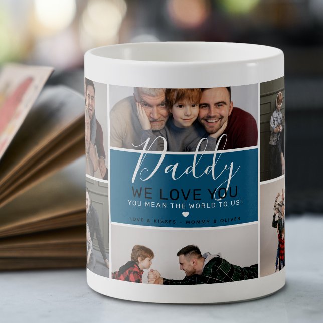 Mug Café Cadeau Collage Photo Papa Moderne Mignon (Créateur téléchargé)