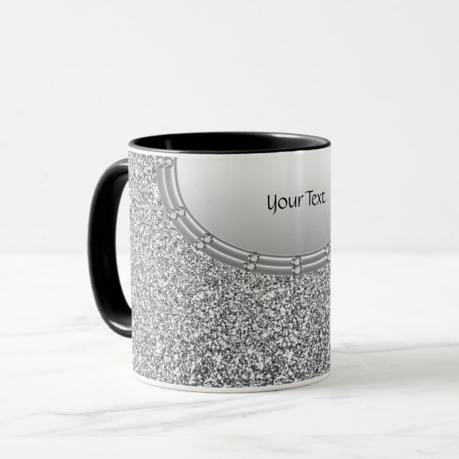 Mug café-cadre Parties scintillant en argent (Devant gauche)