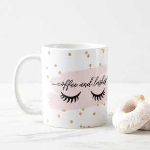 Mug Café Chic Blush et Lashes Or avec nom