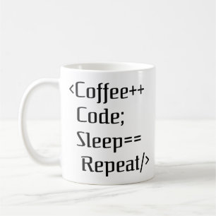 Mug Café++ Code ; Veille==Répéter   Funny Programmer Q