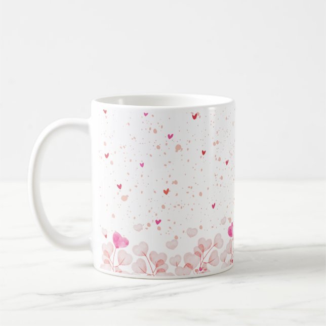 Mug café coeur rose Fleur (Gauche)