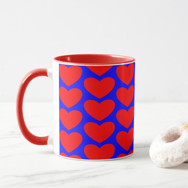 Mug café coeur rouge (Coupe) (Avec donut)