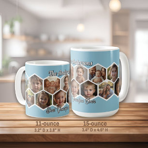 Mug Café Collage Photo de Famille Hexagone