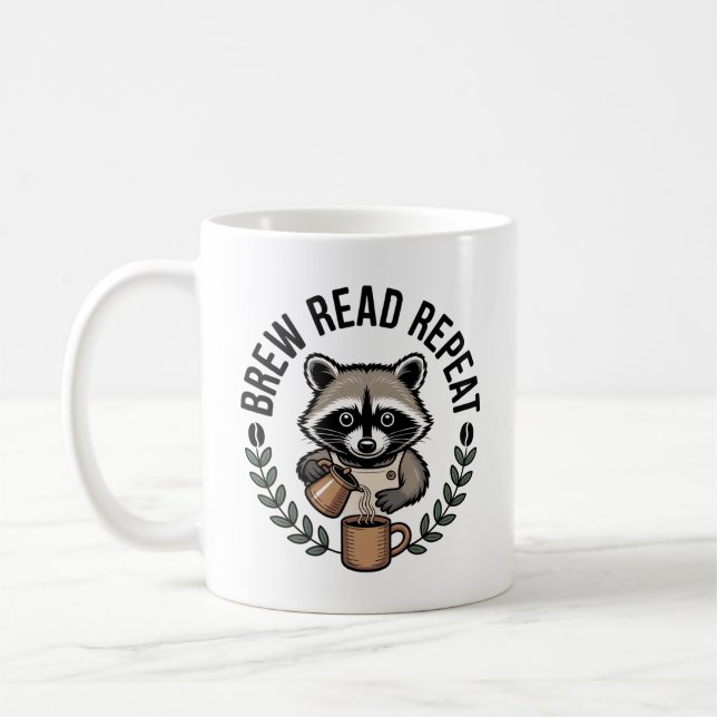 Mug Café confortable Automne Brown Raccoon (Gauche)