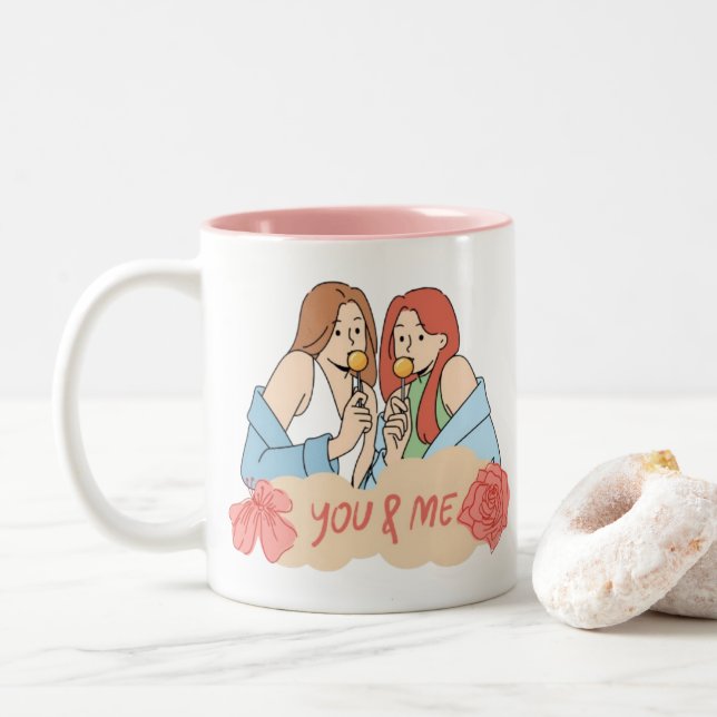 Mug café d'amitié - Besties pour toujours (Avec donut)