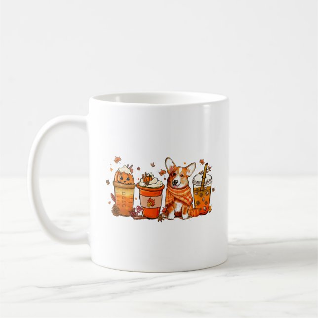 Mug Café d'automne avec Corgi Citrouille Spice Latte A (Gauche)