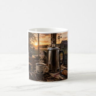 Mug Café de campagne le matin – Ferme rustique avec pe