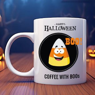 Mug Café de maïs souriant avec Boos Halloween