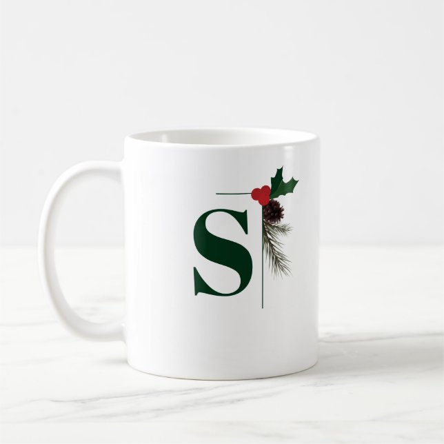Mug café de Noël de Noël de Monogram (Gauche)