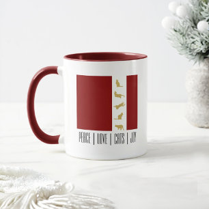 Mug Café de Noël Moderne Rouge Blanc Or Chat