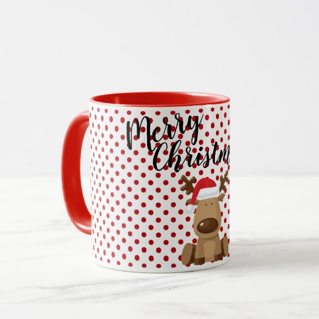 Mug Café de Noël Reindeer Polka Dot Polkadot P (Devant gauche)