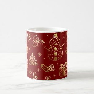 Mug café de Noël rouge et or