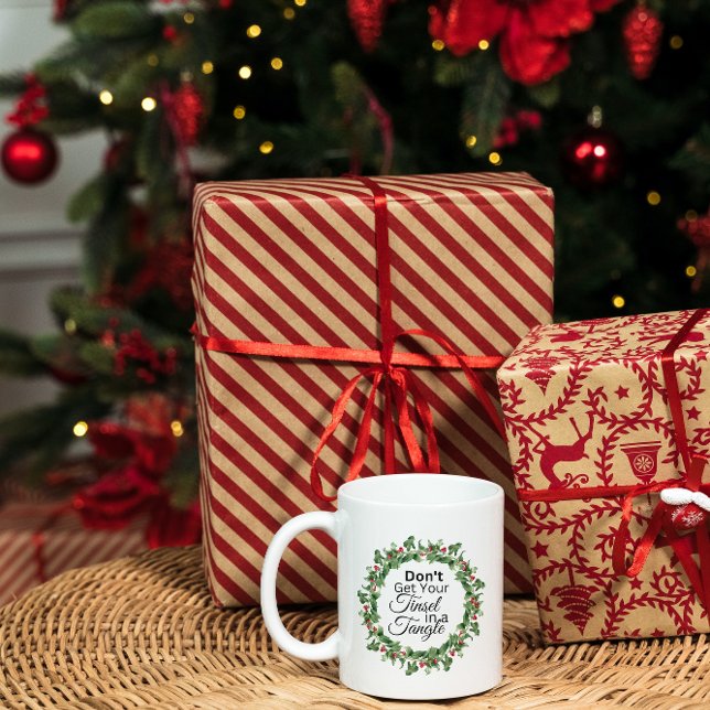 Mug café de Noël - Tinsel Tangel - Wreath (Créateur téléchargé)
