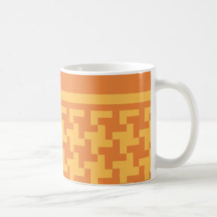 Mug café, Dogstooth orange Check