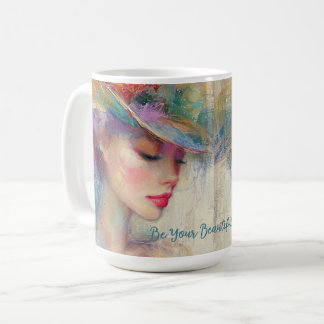 Mug Café Élégante Dame Vintage avec Chapeau de Mod