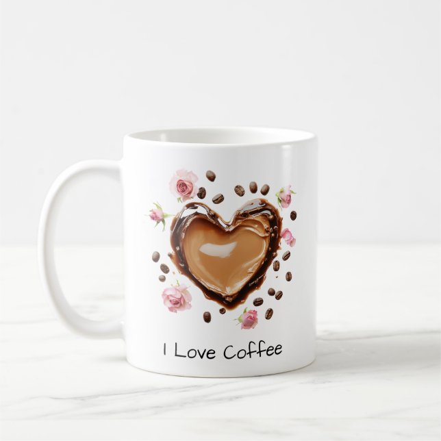 Mug Café en forme de coeur, I Love Coffee, 11oz 15oz (Gauche)