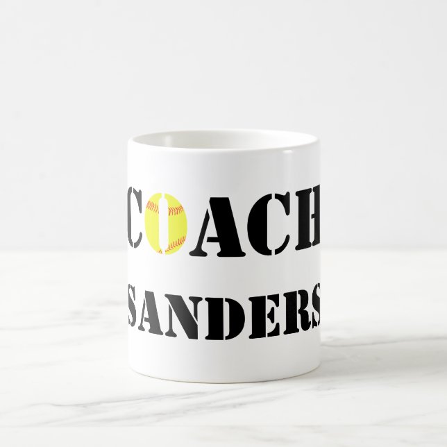 Mug café entraîneur de softball personnalisé (Centre)