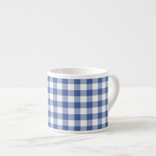 Mug café Espresso, En vichy chèque bleu foncé