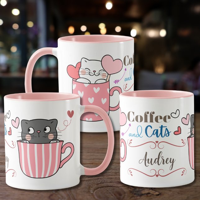 Mug Café et chats adorables Thème Personnalisé (Créateur téléchargé)