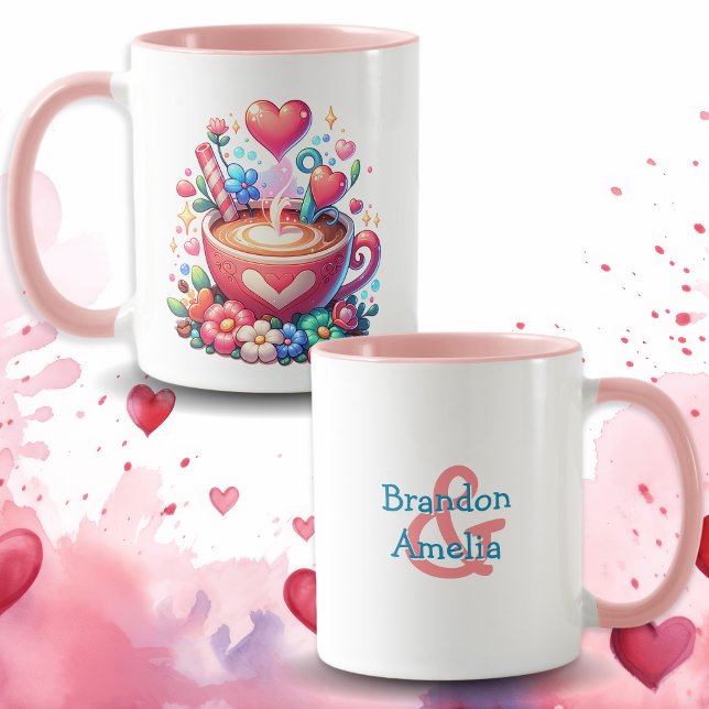 Mug Café et Coeurs Whimsical Personnalisés (Créateur téléchargé)