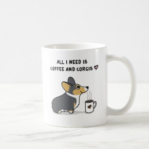 Mug Café et Corgis [tri2 à tête noire]