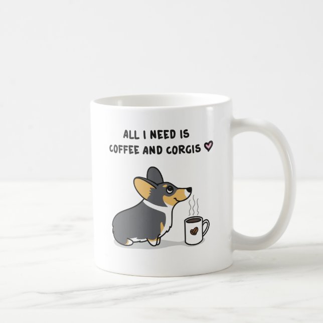 Mug Café et Corgis [tri à tête noire] (Droite)