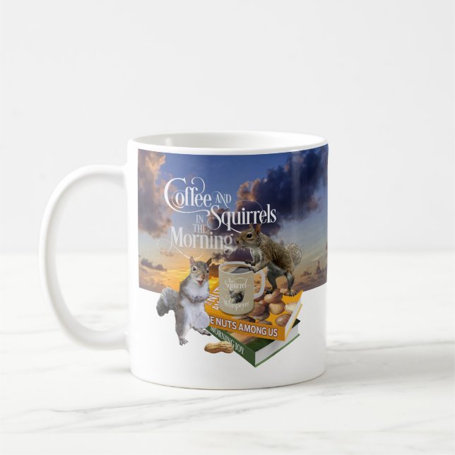 Mug Café et écureuils - Amoureux des écureuils amusant (Gauche)