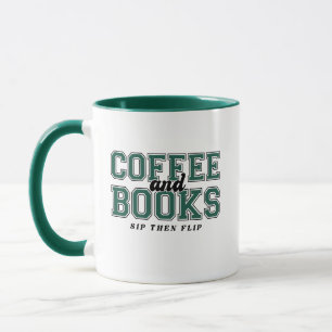 Mug Café et livres Sirotez puis feuilletez Livre vert
