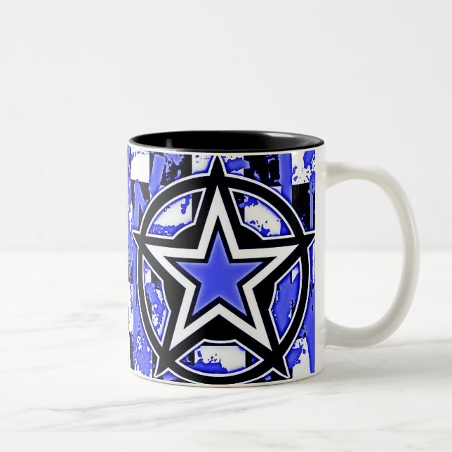 Mug café étoile Emo bleu (Droit)