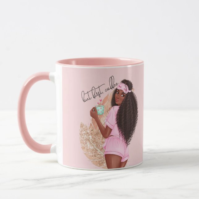 Mug Café Faux Parties scintillant Fille Cheveux Rose r (Gauche)