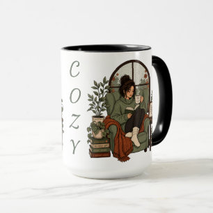 Mug Café Fille Confort Livres Journées Pluvieuses Desi