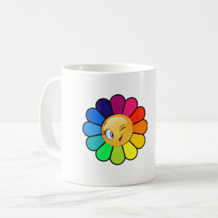 Mug Café Fleur Arc-en-Ciel Mignonne Clignant