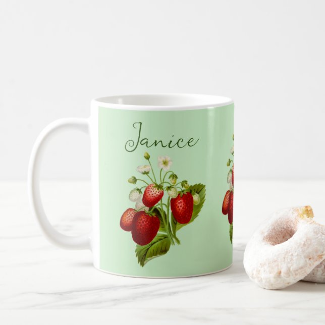 Mug café fraise personnalisé (Avec donut)