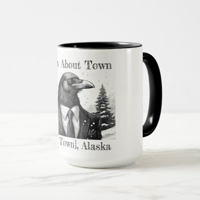 Mug Café mug, Raven About Town - Personnaliser ville (Devant droit)
