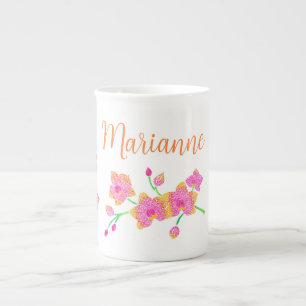 Mug café orchidée rose