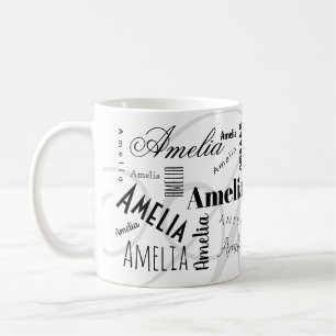 Mug Café Personnalisé Amelia Noir Blanc
