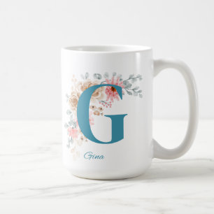 Mug café personnalisé avec nom et alphabet G