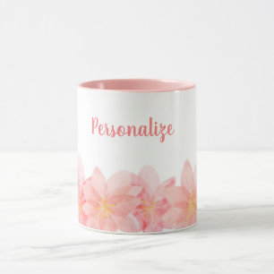 Mug Café personnalisé rose joli et fille Floral